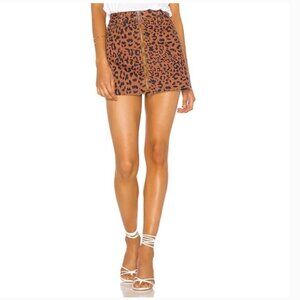 Free People Zip It Up Leopard Print Mini Skirt